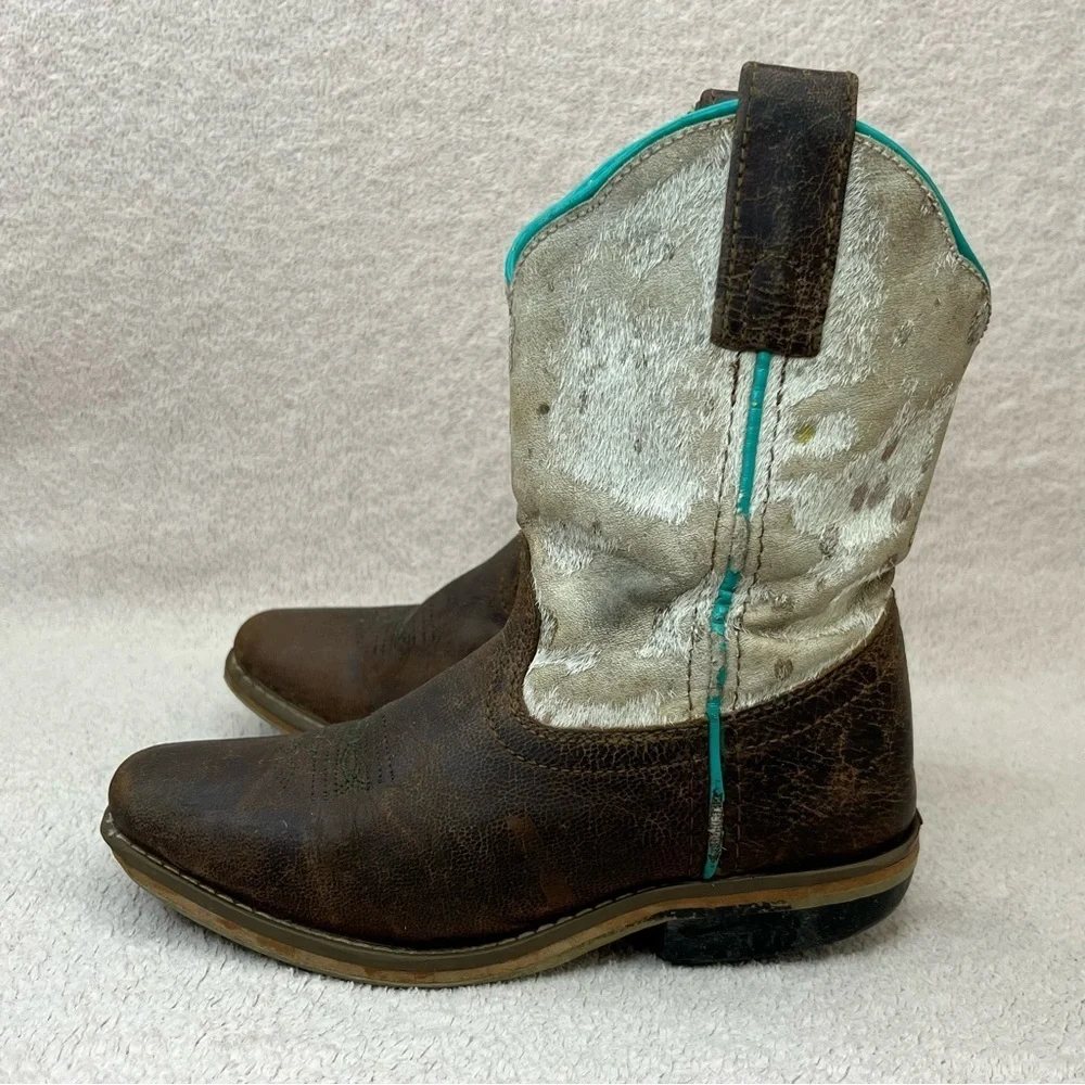 Dan Post Rumi Leather & Calf Hair Western Cowgirl Boots-Kids 13-Brown/Multicolor